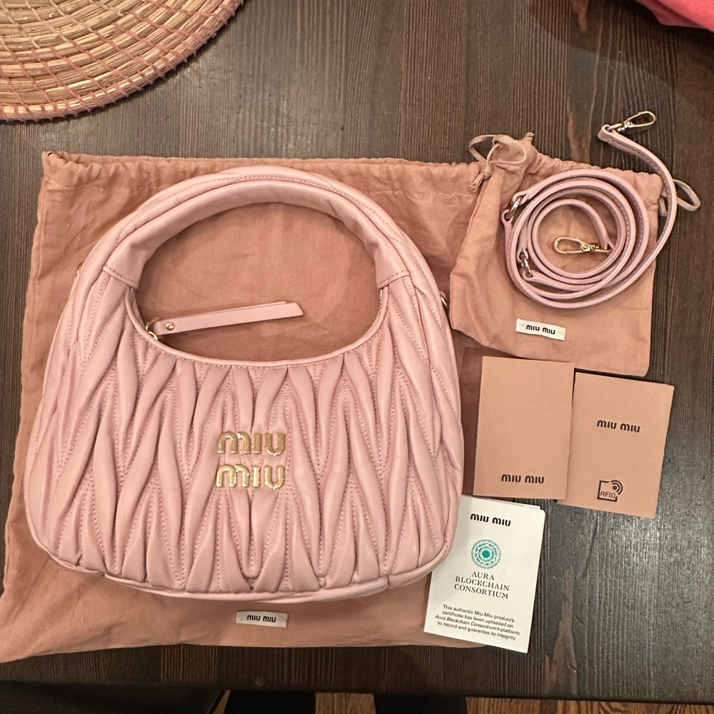 Miu Miu Light Pink Matelassé wander bag